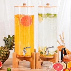MOBYKE 2 PCS 1.6 Gallon Drink dispenser, Large Water Glass Beverage Dispenser With Wood Stand for Parties With Stainless Steel Spigot, Ideal for Lemonade,Juice, Tea, and Party Drinks