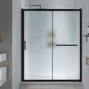 FELYL Frosted Sliding Shower Door 55-60" W x 72" H, Matte Black, Single Sliding Door, Framed, 1/4" (6mm) SGCC Tempered Glass, Reversible Installation