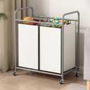 SUOERNUO Laundry Hamper Basket 2 Bag Laundry Sorter Cart with Rolling Removable Bags Laundry Organizer Cart for Clothes Storage, Beige (2 Bags, Beige)
