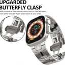 Miimall Compatible for Apple Watch Bands 49mm 46mm 45mm 44mm 42mm Ultra 2/Ultra SE 2/SE Series 10 9 8 7 6 5 4 3 2 1, Stainless Steel Metal Strap with Butterfly Clasp for Apple Watch Bands-Silver (Titanium)