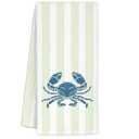 YTRGI Green Striped Beach Crabs Hand Towels, Crab Lover Gifts for Women, Coastal Crab Bathroom Decor Dish Tea Kitchen Towels, 16x24 Inch