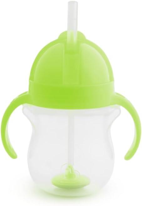 Munchkin Weighted Straw Sippy Cups for Toddlers 7oz, Leak Proof, Easy to Hold - Great toddler cups with straws, Supports Straw-use Education, Straw Cups (Green)