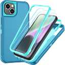 SunStory Compatible with iPhone 14 Plus Case with HD Screen Protector, 3-Layer Heavy Duty Full-Body Cover,3 in 1 Hybrid Protective Case for iPhone 14 Plus 6.7",LakeSkyBlue