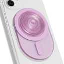 Oval Magnetic Phone Grip  MagSafe Compatible, Translucent Design, Slim and Lightweight, Grip and Stand for iPhone (Pink)