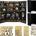 Harloon 2 Pack Black Graduation Photo Trifold Display Boards 36" X48" Graduation Photo Collage Board 9 Sheet Alphabet 52 Grad Stickers Class of 2026 Picture Display for Multiple Pictures Table Decor