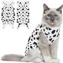 Coppthinktu Cat Recovery Suit Female Cats Onesie for Cats, Breathable Cat Surgery Suit for Surgical Abdominal Wounds Skin Diseases, Cute Kitten Spay Recovery Suit E-Collar Alternative Anti Licking, Medium