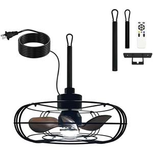 ETUOLMP Outdoor Ceiling Fan with Light and Remote, 21" Wet Rated Outdoor Fans for Patios & Gazebo, 6-Speed Adjustable, 3-Color Dimmable LED (Black)