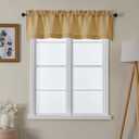 Lecloud Gold Valance for Windows 14 Inch Length 1 Piece, Semi Sheer Faux Linen Textured Window Valance for Bedroom Living Room Kitchen, Small Curtain with Dual Rod Pocket, 60" W x 14" L