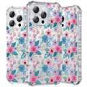Hocase for iPhone 16 Pro Max Case, with [Curly Wave Edge & Shiny Design] [Compatible with MagSafe] [Reinforced Corners] Slim Fit Shockproof Protective Phone Case - Purple Pink Flowers