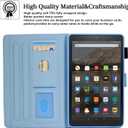 KEROM Case for Fire HD 10 Tablet (9th/7th/5th Generation, 2019/2017/2015 Release), PU Leather Folio Stand Protective Cover Case with Auto Wake/Sleep, Card Slot, Pen Holder - Space Cat