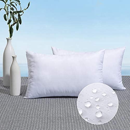 MIULEE Pack of 3 12x20 Outdoor Pillow Inserts, Outdoor Throw Pillows Water-Resistant Decorative Premium Lumbar Pillow Stuffer Sham for Porch Swing Couch Sofa Cushion Patio Furniture