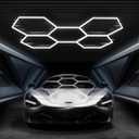 FERUERW Hexagon Garage Lights, High Brightness 168W 6500K 18480Lumens Honeycomb Hexagon Led Garage Light 5 Grid for Garage, Auto Beauty Shop, Car Detailing Shop, Workshop