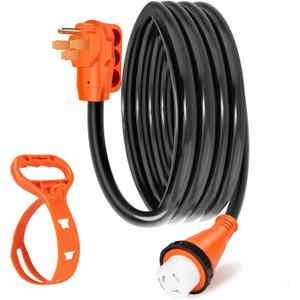 WELLUCK 50 Amp 15FT RV Power Extension Cord with Cord Organizer, Heavy Duty NEMA 14-50P to SS 2-50R RV Twist Locking Adapter Plug for RV Camper and Generator to House, 6/3+8/1 Gauge, ETL Listed