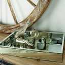 Deco 79 Wooden Living Room Decor Tray Mirrored Ottoman Tray, Serving Tray 18" x 14" x 3", Silver