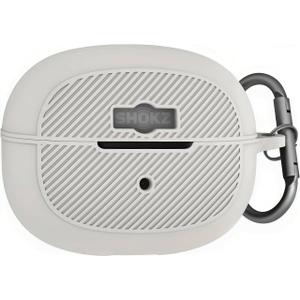 Geiomoo Silicone Case for SHOKZ OpenDots ONE, Soft Flexible Scratch Resistant Protective Cover with Carabiner (Gray)