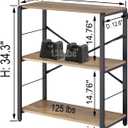 FOLUBAN Small Bookshelf, 3 Tier Open Book Shelf, Rustic Wood and Metal Shelving Unit for Small Space, Oak