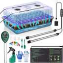 60 Cell Self-Watering Seed Starter Tray with Grow Light and Heat Mat,Seed Starter Kit,Humidity Domes,Auto Timer,Flexible Brightness Seedling Starter Trays for Seed Starting & Seeds Growing