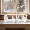 Christmas Centerpieces for Tables - 5 Pcs Wooden Christmas Table Decor with Foldable Church, Santa, Snowman, Reindeer, Tree for Mantel, Shelf, Xmas Tabletop Decorations (White)