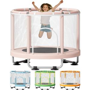 ZCMHAXJ 55" Trampoline for Kids, 440lbs Capacity Indoor & Outdoor Toddler Trampoline, Gifts for Boys & Girls