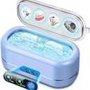 Professional Ultrasonic Jewelry Cleaner with Digital Timer,50KHz Ultrasonic Cleaner Machine with 304 Stainless Steel for Jewelry,Eyeglasses, Rings, Coin, Watch Strap, Dentures, Hygiene Items (Blue)