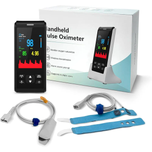 Pulse Oximeter Fingertip Handheld Pulse Oximeter Overnight Blood Oxygen Saturation Monitor for SpO2 and Pulse Rate Continuous Monitoring Monitor & Adult Finger Spot