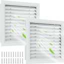 Gisafai 2 Pcs 18" x 18" Gable Vent Aluminum Alloy Wall Vents Shed Attic Vent with Screen Return Air Grill with Screws, for Ventilation Exterior Doors Wall House (White)