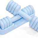 YOTTOY Adjustable Dumbbell Set of 2, 4-in-1 Hand Weights for Women at Home, Compact Free Weights Dumbbells Set with Soft Grip and Base, 2-5 lbs Each for Home Gym (Blue)