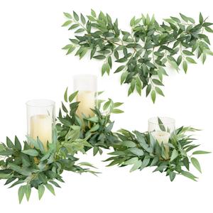 Ling's Moment Artificial Cinnamon Leaf Greenery Garland - 6 Pack, Candle Vines, Splicable 2.3ft Stems for Table Centerpieces, Lantern Rings, Backdrop Floral Arrangements & Wedding Arches