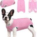Kuoser Surgical Recovery Suit for Dogs Cats, Pet T-Shirt After Surgery Wear for Dogs, Dog Professional Recovery Suit Comfortable E Collar Alternative, Prevent Licking Onesies Pet Surgery Recovery Suit (Medium (Pack of 1), Pink)