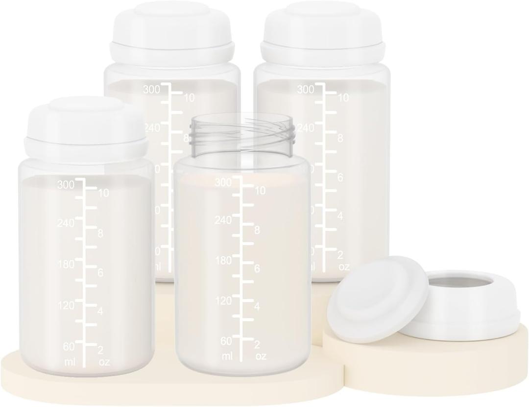 4PC 10oz/300ml Breast Milk Storage Bottles Compatible with Momcozy 22oz Cooler, Pumping Bottles Fit for SpectraS1 S2 9 Plus, Motif Luna, and Most Wide-Mouth Flange