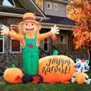 DomKom 6ft Tall LED Lighted Inflatable Scarecrow and Pumpkin  Halloween Thanksgiving Fall Yard Decoration with Built-in Lights  Outdoor Blow Up Decor for Lawn, Garden, Party