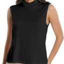 EELOTILE Women's Wool Sweater Vest Lightweight Turtleneck Sleeveless Knit Pullover Tank Tops (Black, XL)