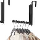 Over The Door Hooks Hanger for Clothes, 1 Pack Foldable Over The Door Drying Rack for Laundry, Overdoor Hanger Hook with 6 Groves for Towel, Coat, Black