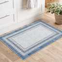 Beeiva Border Blue Rugs for Entryway, Kitchen Rugs Non Slip Washable 2x3 Throw Mat with Rubber Backing, Modern Printed Small Accent Carpet for Bedroom Indoor Bathroom