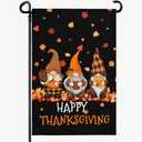 Dacawin Fall Gnomes Garden Flags Happy Thanksgiving Yard Flag Double Sided 12x18 Inch Autumn Harvest Pumpkin Garden Flag Thankful Maple Leaves Give Thanks House Banner Holiday Decoration