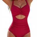 Blooming Jelly Womens One Piece Swimsuit Tummy Control Bathing Suit Slimming Swim Suits 2025 Crisscross Cutout Swimwear (X-Large, Red)