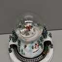 Christmas Snow Globes Moving Train in Village Houses Snowman Christmas Snow Globe with 8 Songs Color Changing Battery Operated Musical Box for Christmas Home Party Décor