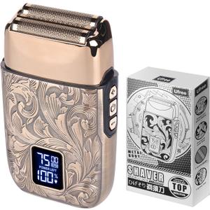 Ufree Close Shave Electric Foil Shavers for Men, 3-Speed Electric Razor, Bald Head Shavers, Face Shaving Beard Trimmer with LCD Display, Gifts for Men (Gold)
