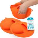 BIRDROCK HOME BBQ Grill Mitts - Heat Resistant Silicone Grill Gloves for Outdoor Cooking, Smoking, Barbecue, and Food Handling | Heavy Duty Heat Proof Mitts for High Temp Grilling - Orange, Pack of 2