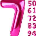 Hot Pink 7 Balloon, Number Balloons 40 Inch, 7th Birthday Decorations for Girls Kids, Party Decoration for Women, Number 7 Balloon