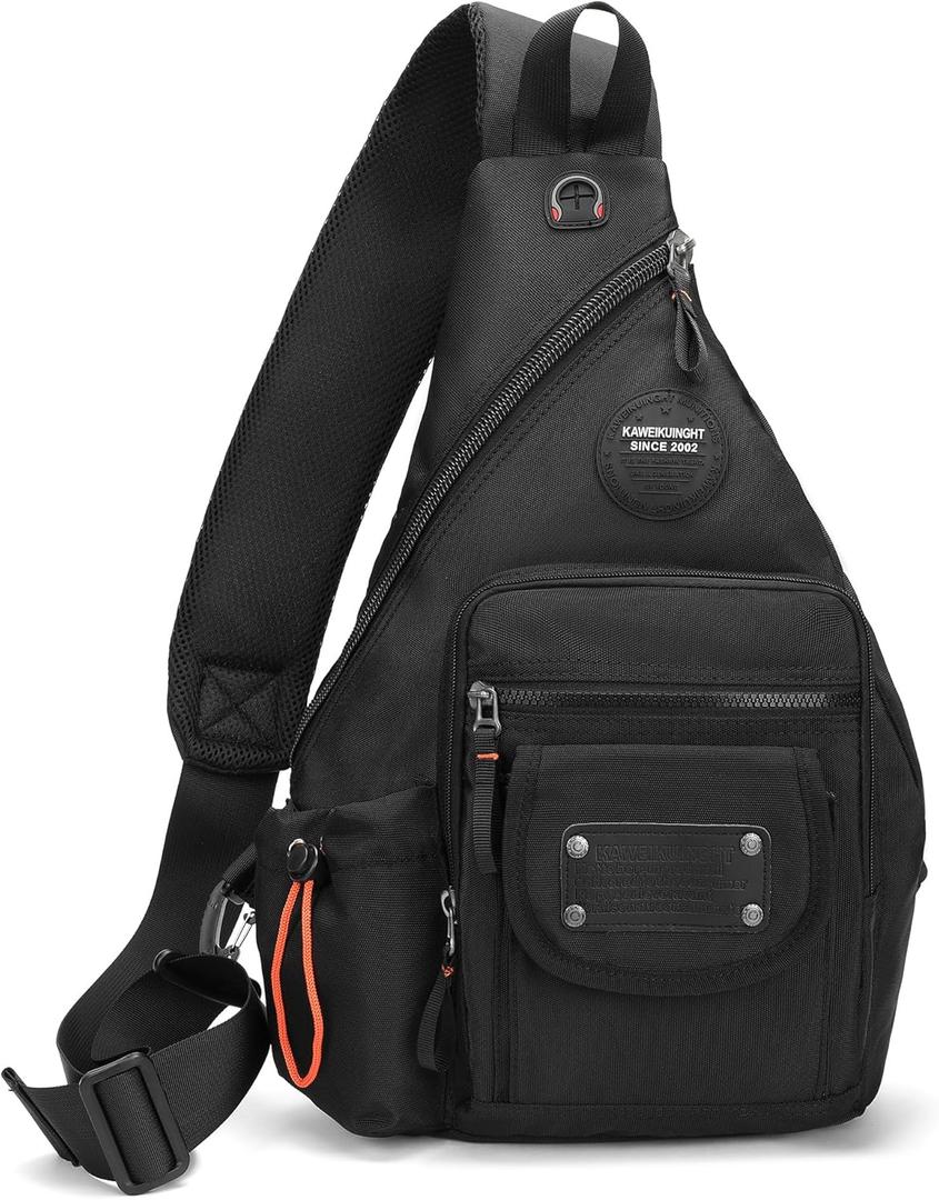 Large Sling Backpack, Sling Chest Bag Shoulder Crossbody Daypacks Fits 14.1-Inch Laptop for Travel Outdoor Men Women (2555 Black)