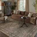 8x10 Washable Area Rug for Living Room Bedroom Vintage Brown Non Slip Carpet Traditional Retro Soft Low Pile Large Throw Rug for Dining Room Kitchen Office Indoor