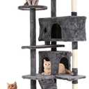 Cat Tree for Indoor Cats, Multi-Level Cat Tower with Scratching Posts & Cozy Condo, Space Saving Cat Activity Center, Durable Pet Play House (54in,Light Gray)