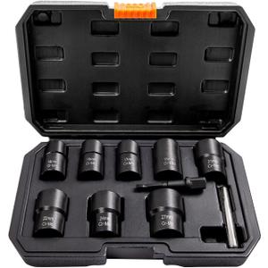 9PCS Bolt Nut Screws Extractor Socket Set, Lug Nut Driver Set Remover Tools, 1/2" Drive Impact, Wheel Lock Removal Kit for Removing Damaged, Dead, Rusted, Rounded-Off Bolts, Nuts & Screws