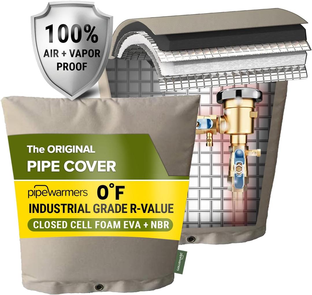 The Original Winter Pipe Insulation Cover (0˚F) - Extra-Thick EVA+NBR (UV-Coated) Insulated Backflow Preventer Freeze Protection, Pump Cover, Sprinkler/Well/Valve Head Cover - (24" W X 30" H)