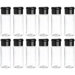 Plastic Salt and Pepper Shakers with Lid 3.5 oz Clear Spice Seasoning Bottle Containers Moisture Proof Spice Dispenser for Storage Salt Sugar Spice Herbs and Powders (10 Pack)
