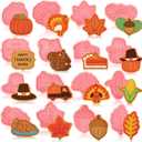 Hoolerry 16 Pcs Thanksgiving Cookie Cutter with Plunger Stamp Set Fall 3D Biscuit Cutter Pastry Fondant Embossing Maple Leaf Turkey Pumpkin Mold for Baking Supplies