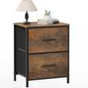 2 Drawer Dresser with Removable Fabric Bins - Nightstand Rustic Brown Wood Grain Storage Organizer for Bedroom, Closet, Dorm, Entryway, Living Room (2 Drawers, Wood Grain Print)