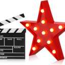 Tuanse 2 Pcs Movie Night Supplies Movie Theater Decor Film Clapper Board Accessory and Marquee Light LED Star Sign Props for Moving Night Decorations Party Supplies