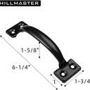 HILLMASTER Heavy Duty Gate Latch Door Handle Hardware Kit for Wooden Fence, Self-Closing Gate Latch with Pull String, Decorative Metal Gate Pull Handle, 2 Pack 6in T-Strap Gate Hinges, Black Finish